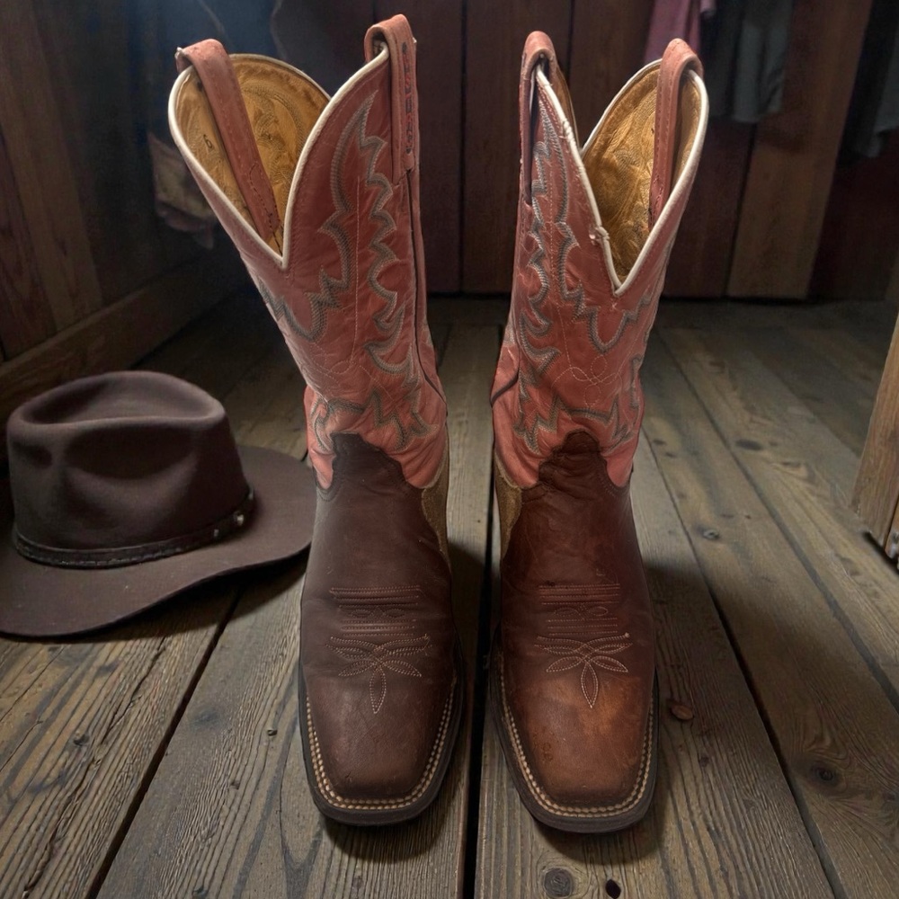 Tony Lama USTRC Brown & Pink Western Boots - Picture 6 of 12